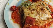 Lasagne z chorizo, czterema serami, selerem naciowym i pieczarkami