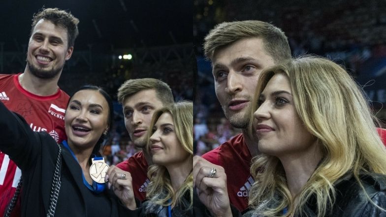 Żony i partnerki gratulują siatkarzom po meczu Polska - Serbia