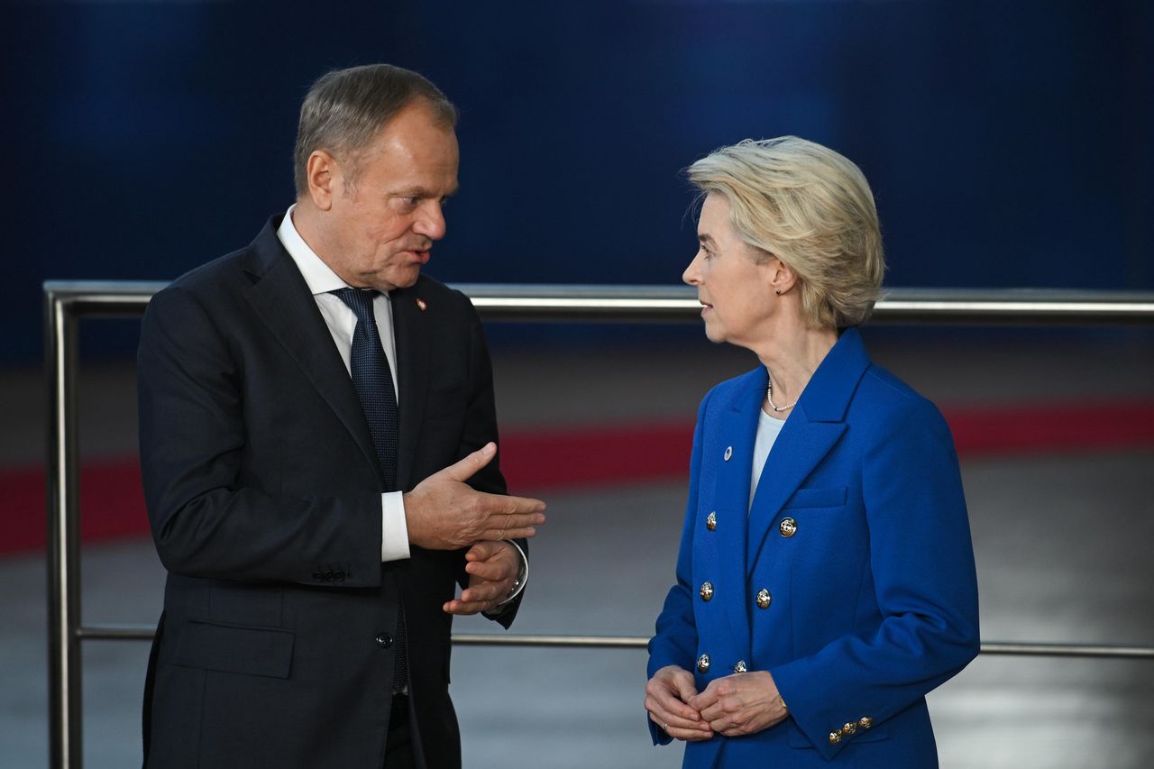 Premier Donald Tusk i przewodnicząca Komisji Europejskiej Ursula von der Leyen