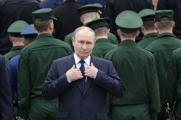 MOSCOW, RUSSIA - JUNE 22  (RUSSIA OUT) Russian President Vladimir Putin attends a wreath laying ceremony to the Unknown Soldier's Tomb in the Alexander Garden along the Kremlin wall, June 22, 2025, in Moscow, Russia. The day commemorates Operation Barbarossa, in which the Axis powers invaded the Soviet Union during World War II. (Photo by Contributor/Getty Images)
Contributor