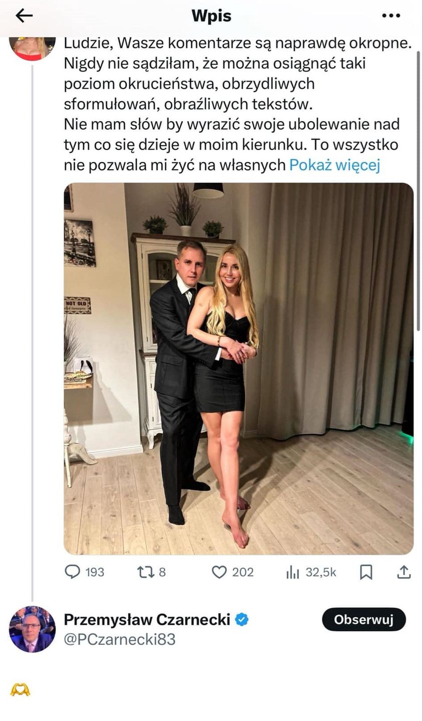 Przemysław Czarnecki skomentował swoje zdjęcie z Marianną