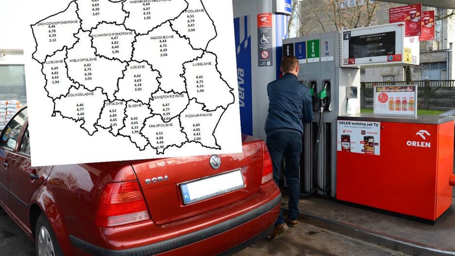 Ceny paliw różnią się w zależności od województwa.