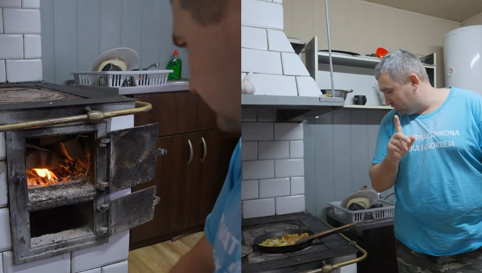 Jarek w kuchni Andrzeja z Plutycz z "Rolnicy. Podlasie"