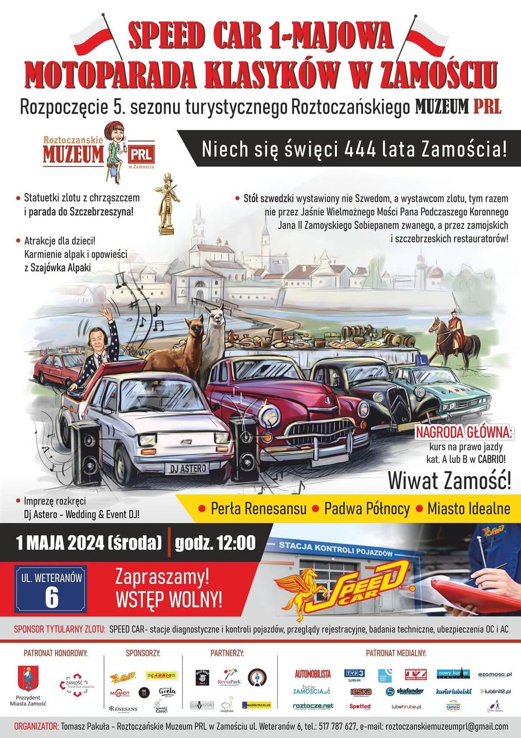 plakat, zlot pojazdów zabytkowych, Speed Car 1-Majowa Motoparada Klasyków