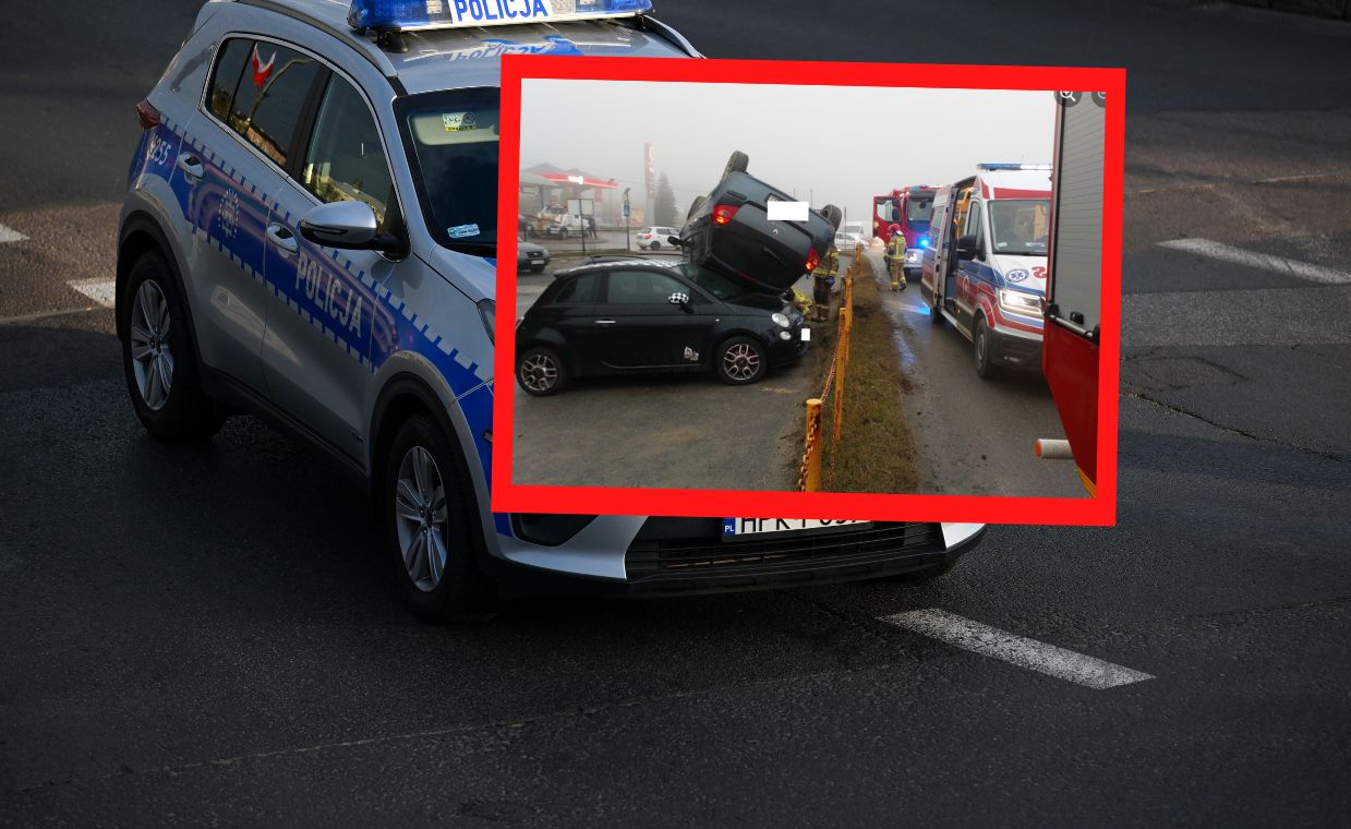 Wypadek na Zakopiance. Auto wyskoczyło w powietrze i lądowało na innych pojazdach