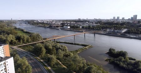 Warszawa. Nowy most przez Wisłę. Tylko dla pieszych i rowerzystów