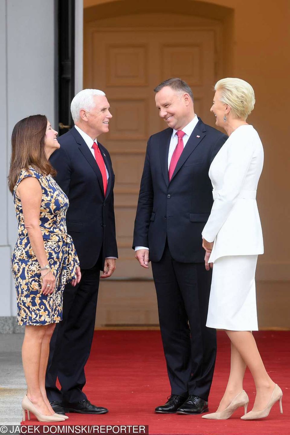 Wiceprezydent Stanów Zjednoczonych Michael Pence z żoną Karen w Polsce. Agata Duda w białej kreacji