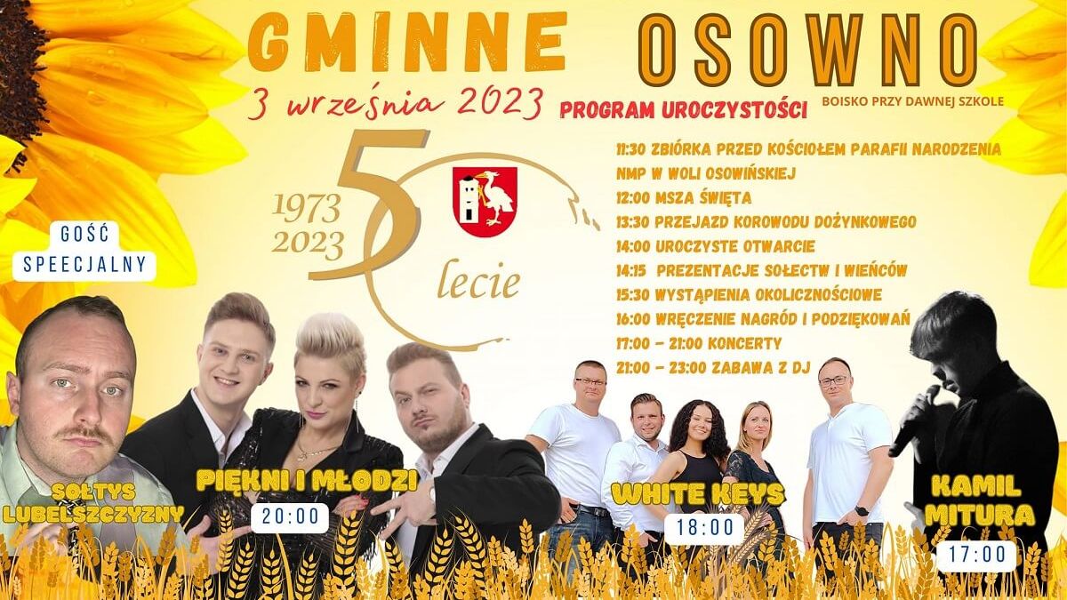 Dożynki w Osownie 2023 - plakat, program wydarzenia