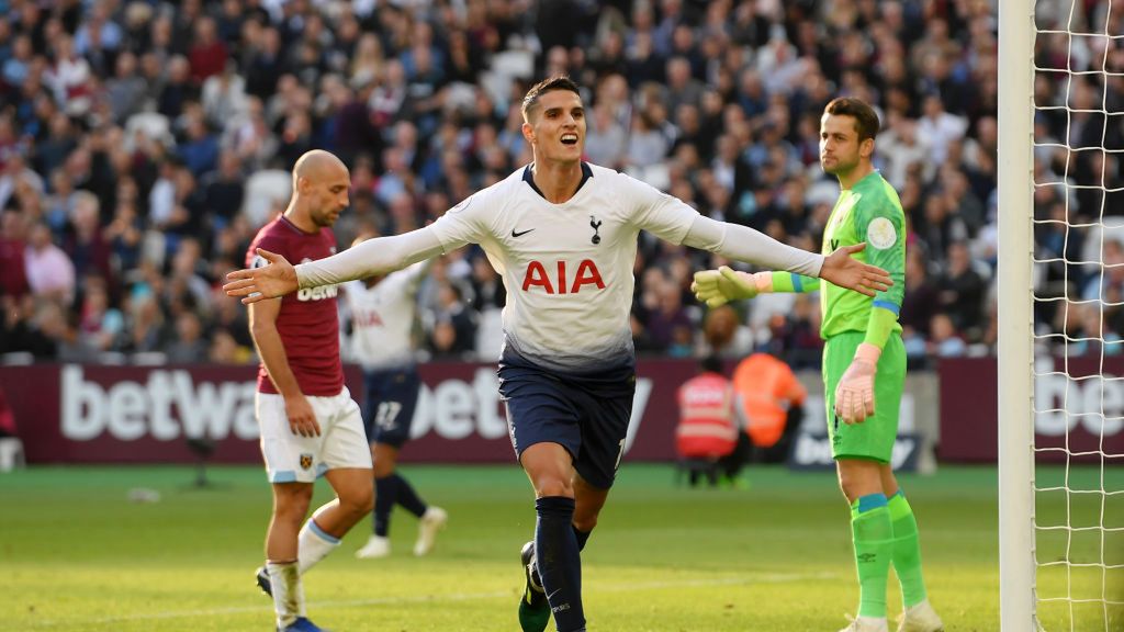 Getty Images / Mike Hewitt / Na zdjęciu: Erik Lamela, w tle Łukasz Fabiański