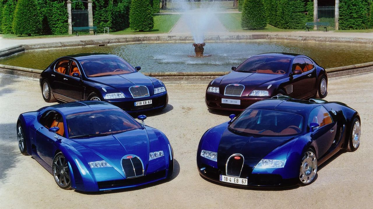 Wszystkie prototypy Bugatti: EB 118, EB 218, 18/3 Chiron i Veyron. Do produkcji wszedł ostatni z wymienionych (fot. Bugatti)