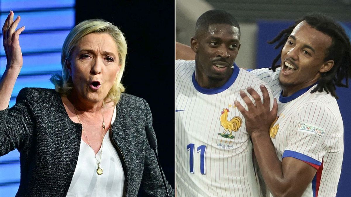 Getty Images / Christian Liewig - Corbis/Corbis via Getty Images/ Jean Catuffe/Getty Images / Na zdjęciu: Marine Le Pen/ Ousmane Dembele i Jules Kounde