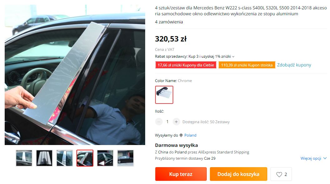 Części do Mercedesa, który ma potem "udawać" Maybacha 
