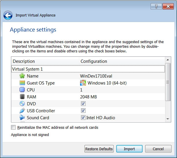 Import maszyny wirtualnej w ustawieniach VirtualBoksa. Źródło: Bleeping Computer
