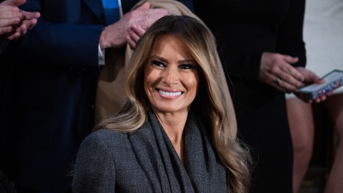 UNITED STATES - MARCH 4: First lady Melania Trump is seen before her husband President Donald Trump delivered his address to a joint session of Congress in the House Chamber of the U.S. Capitol on Tuesday, March 4, 2025. (Tom Williams/CQ-Roll Call, Inc via Getty Images)