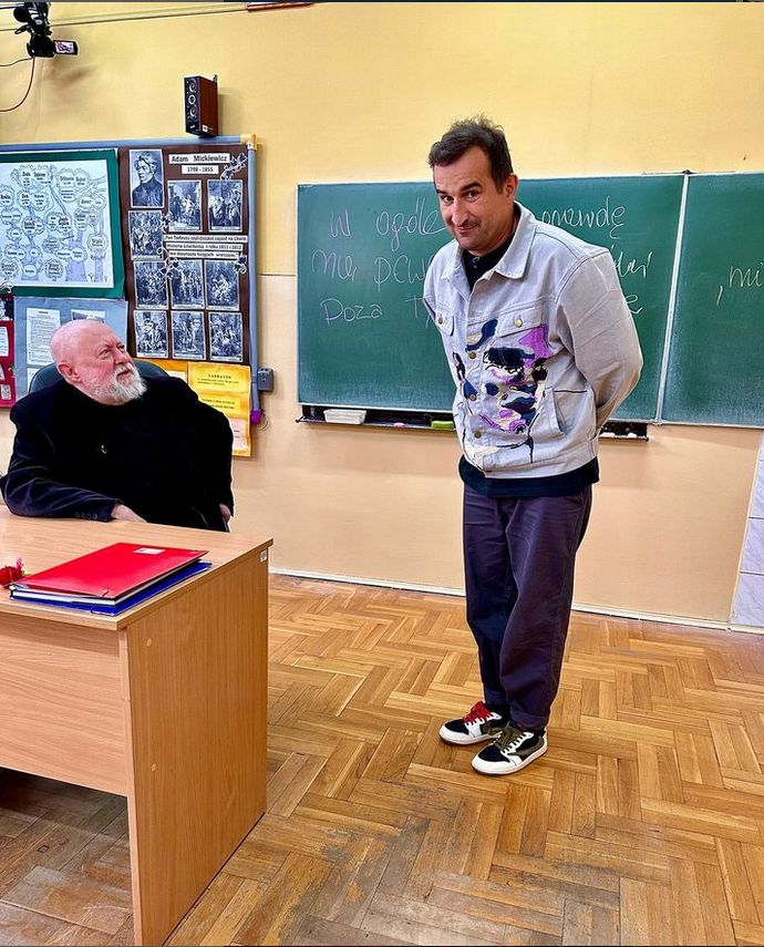 Michał Koterski i Jerzy Bralczyk w programie "Back to school. Prawdziwy egzamin"
