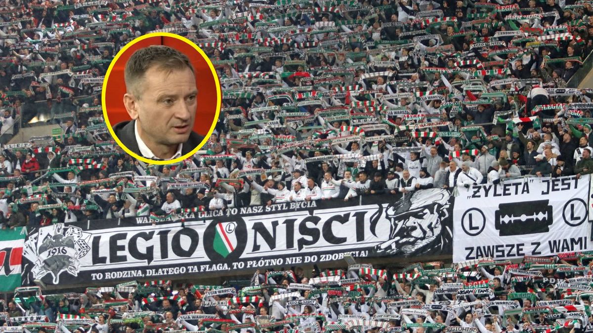 WP SportoweFakty / Mateusz Czarnecki/ Radio Zet YouTube / Na zdjęciu kibice Legii, w kółku Słamomir Nitras