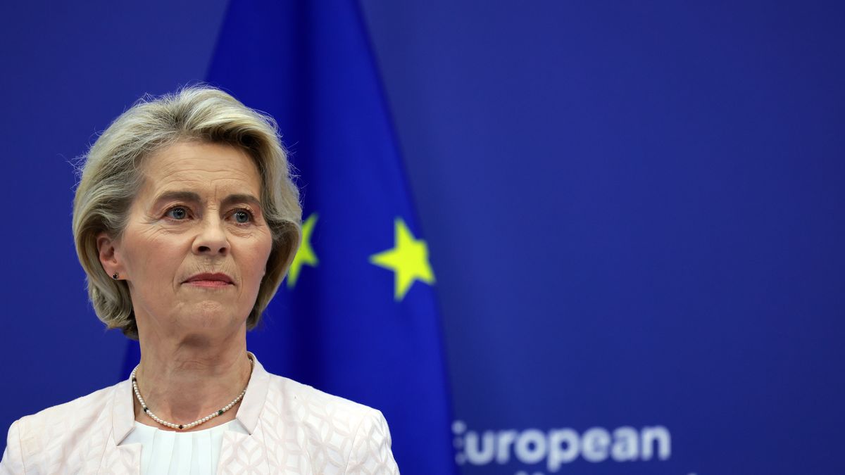STRASBOURG, FRANCE - JULY 18: Ursula von der Leyen addresses the media during a press conference after being reelected as head of the European Commission following the plenary session of the European Parliament on July 18, 2024 in Strasbourg, France. Members of the European Parliament had to decide today on a second term for Ursula von der Leyen as the head of the European Commission, a role she has held since December 1, 2019.  She secured the backing of 401 MEPs in the 720-seat European Parliament. Additionally, the leadership positions for the European Parliament, European Council, and the EU's foreign affairs were also decided. On Tuesday, the newly-elected EU Parliament began its first legislative term in France following the recent elections.(Photo by Johannes Simon/Getty Images)