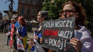 Protestowali przy fontannie Neptuna w Gdańsku przeciwko rosyjskiej agresji. Chcą likwidacji rosyjskiego konsulatu
