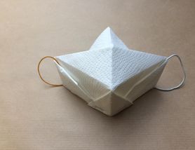 Domowa maseczka Origami chroniąca przed zakażeniem koronawirusem. Projekt dr hab. Anny Myczkowskiej-Szczerskiej