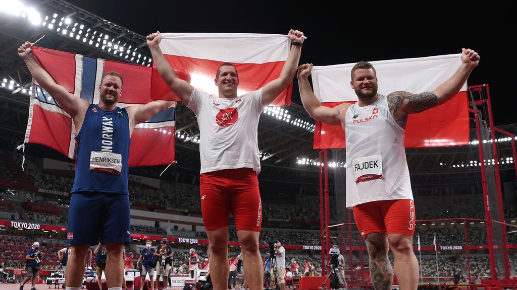 Getty Images / Christian Petersen / Na zdjęciu od lewej: Eivind Henriksen, Wojciech Nowicki i Paweł Fajdek