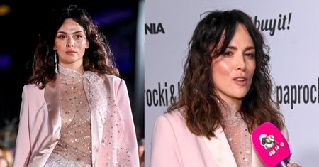 Paulina Krupińska kusi na wybiegu w PRZEŚWITUJĄCEJ bluzce. "Fajnie, że projektanci są otwarci na DINOZAURY"