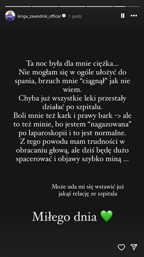 Kinga Zawodnik przeszła operację. Zdradziła, jak się czuje