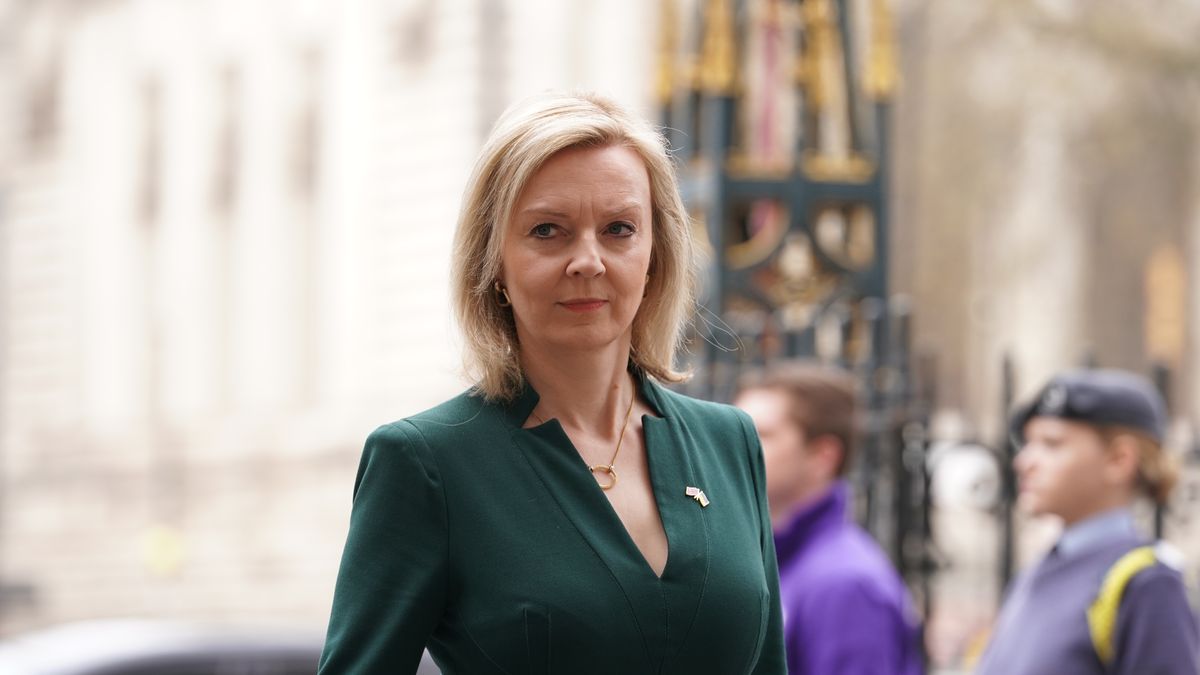 Foreign Secretary Liz Truss arriving for a Service of Thanksgiving for the life of the Duke of Edinburgh, at Westminster Abbey in London. Picture date: Tuesday March 29, 2022. (Photo by Aaron Chown/PA Images via Getty Images)