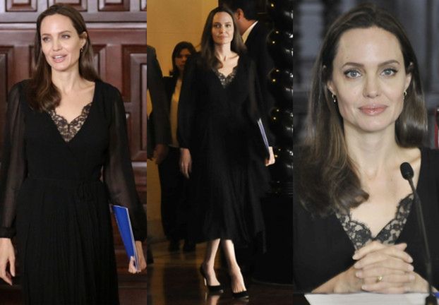 Angelina Jolie niesie pomoc uchodźcom w skromnej sukience