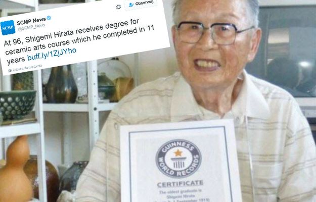 96-letni Japończyk został najstarszym na świecie absolwentem uniwersytetu. Wyczyn został wpisany do Księgi Rekordów Guinnessa