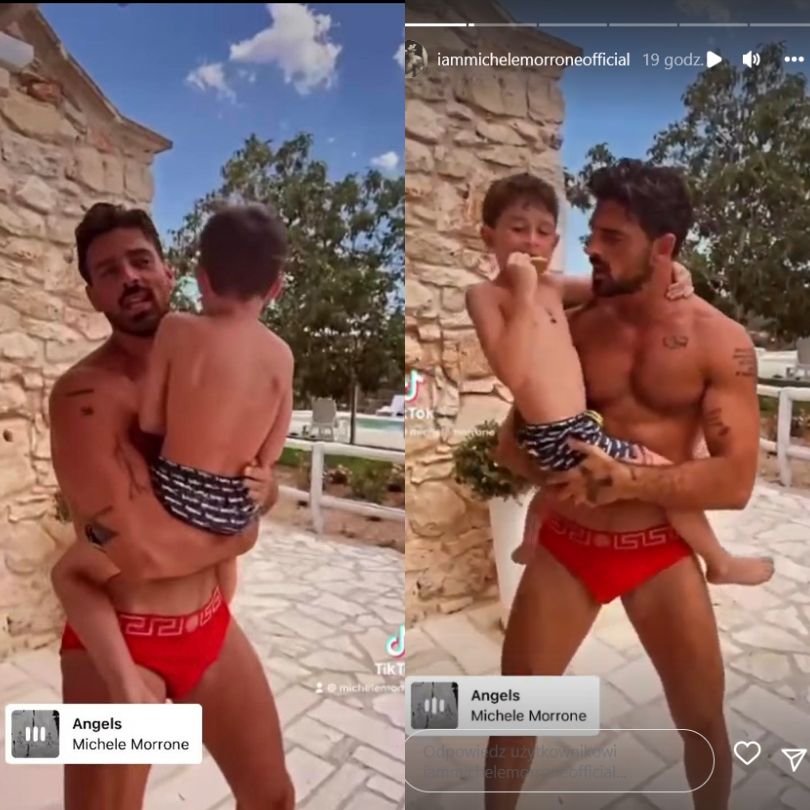 Michele Morrone dokazuje z synami