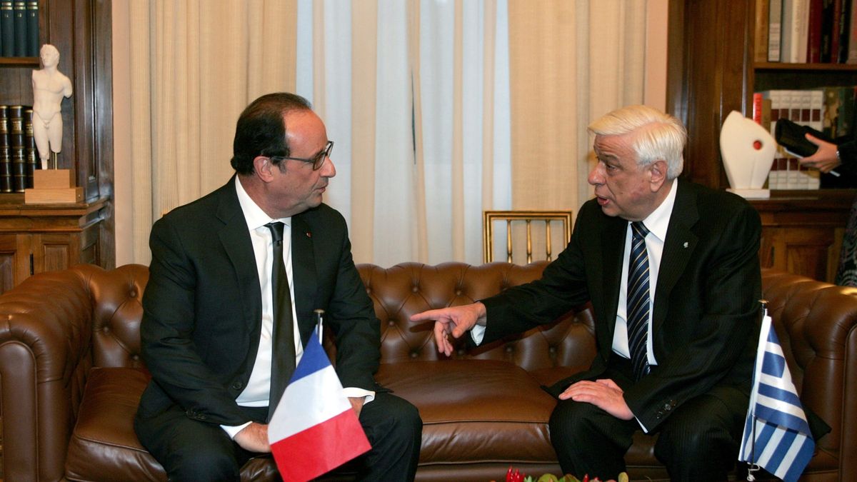Francois Hollande, prezydent Francji i Prokopis Pawlopoulos, prezydent Grecji