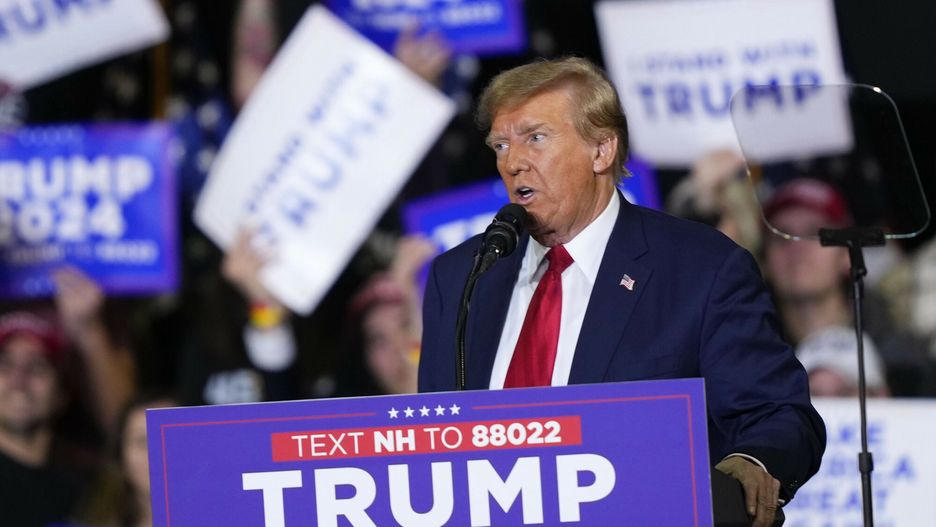 Temporary
Republican presidential candidate former President Donald Trump speaks during a campaign event in Manchester, N.H., Saturday, Jan. 20, 2024. (AP Photo/Matt Rourke)
Matt Rourke