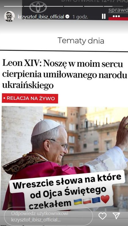 Krzysztof Ibisz zachwycony słowami papieża Leona XIV