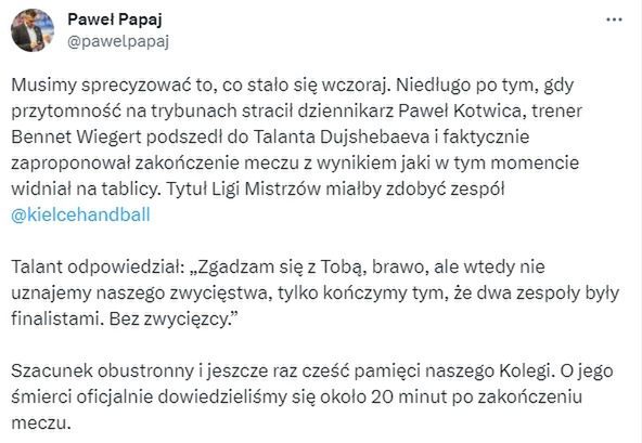 Źródło: Twitter/Paweł Papaj