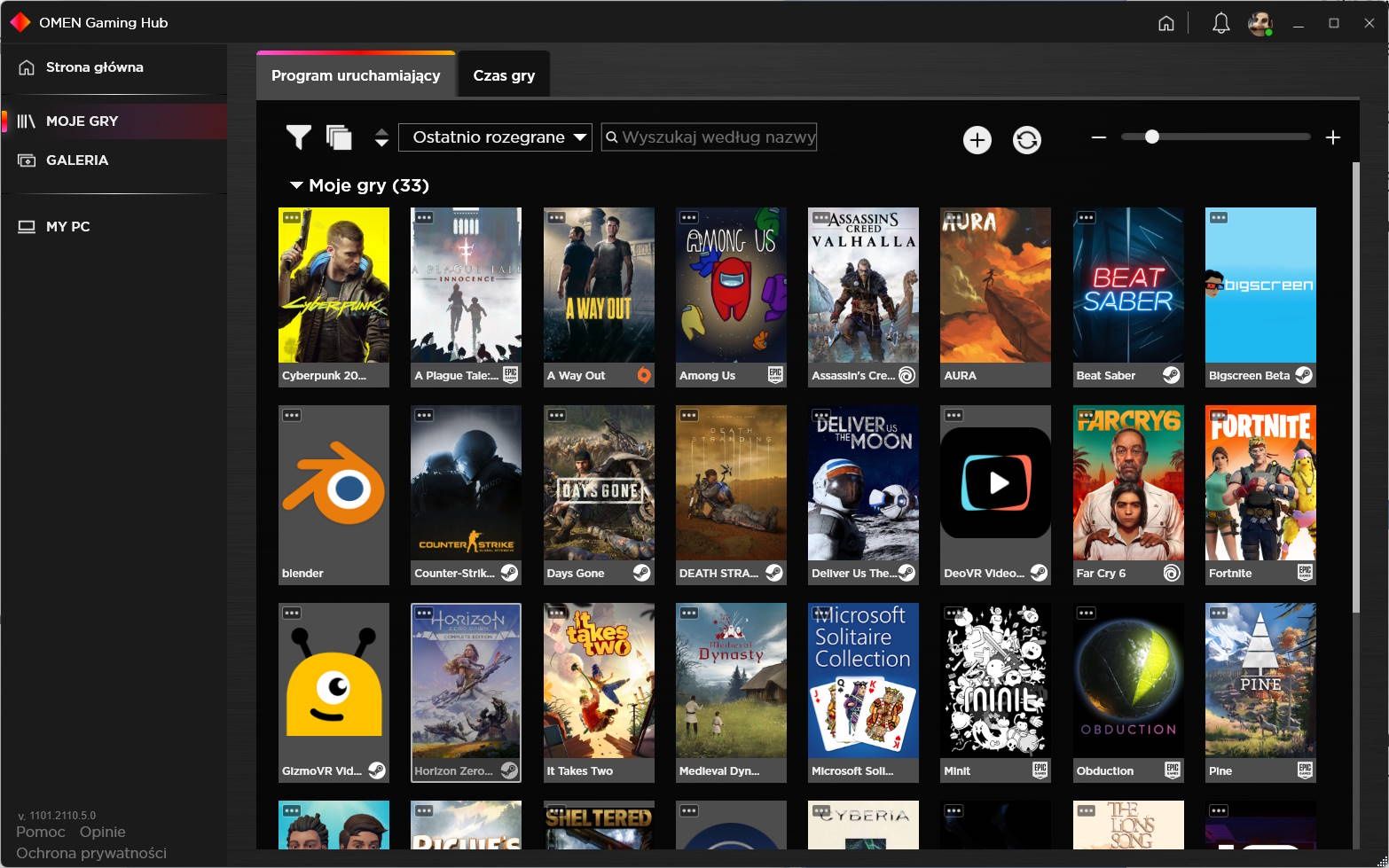 OMEN Gaming Hub - biblioteka