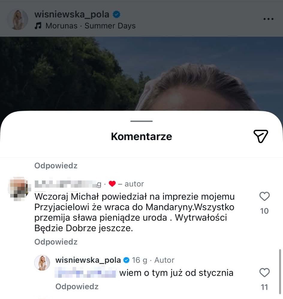 Pola Wiśniewska o relacji Michała i Mandaryny
