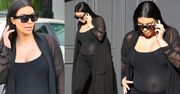 Ciężarna Kim Kardashian w prześwitującej bluzce (ZDJĘCIA)