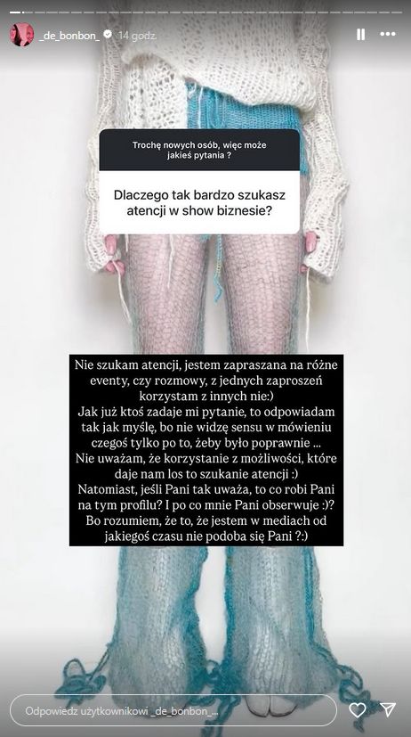 Dominika Serowska odpowiada internautce