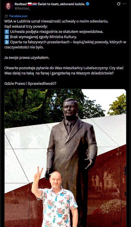 Redbad Klynstra wygrał w sądzie
