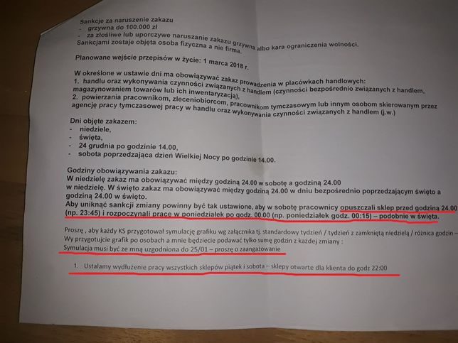 Pismo, które otrzymali kierownicy sklepów Biedronki