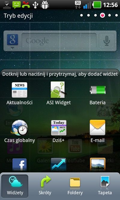 LG Swift 3D - dodawanie widżet&oacute;w