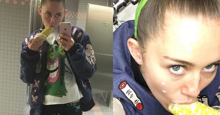 Miley pozuje w łazience z kukurydzą…