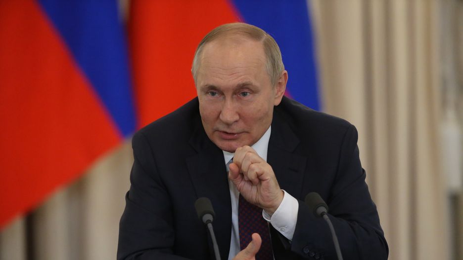 SOCHI, RUSSIA - OCTOBER 31 (RUSSIA OUT) Russian President Vladimir Putin speaks during his press conference at the Rus Sanatorium , October,31,2022, in Sochi, Russia. Leaders of Russia, Armenia and Azerbaijan gathered at Russia's Black Sea resort of Sochi for a tripartite meeting. (Photo by Contributor/Getty Images)
