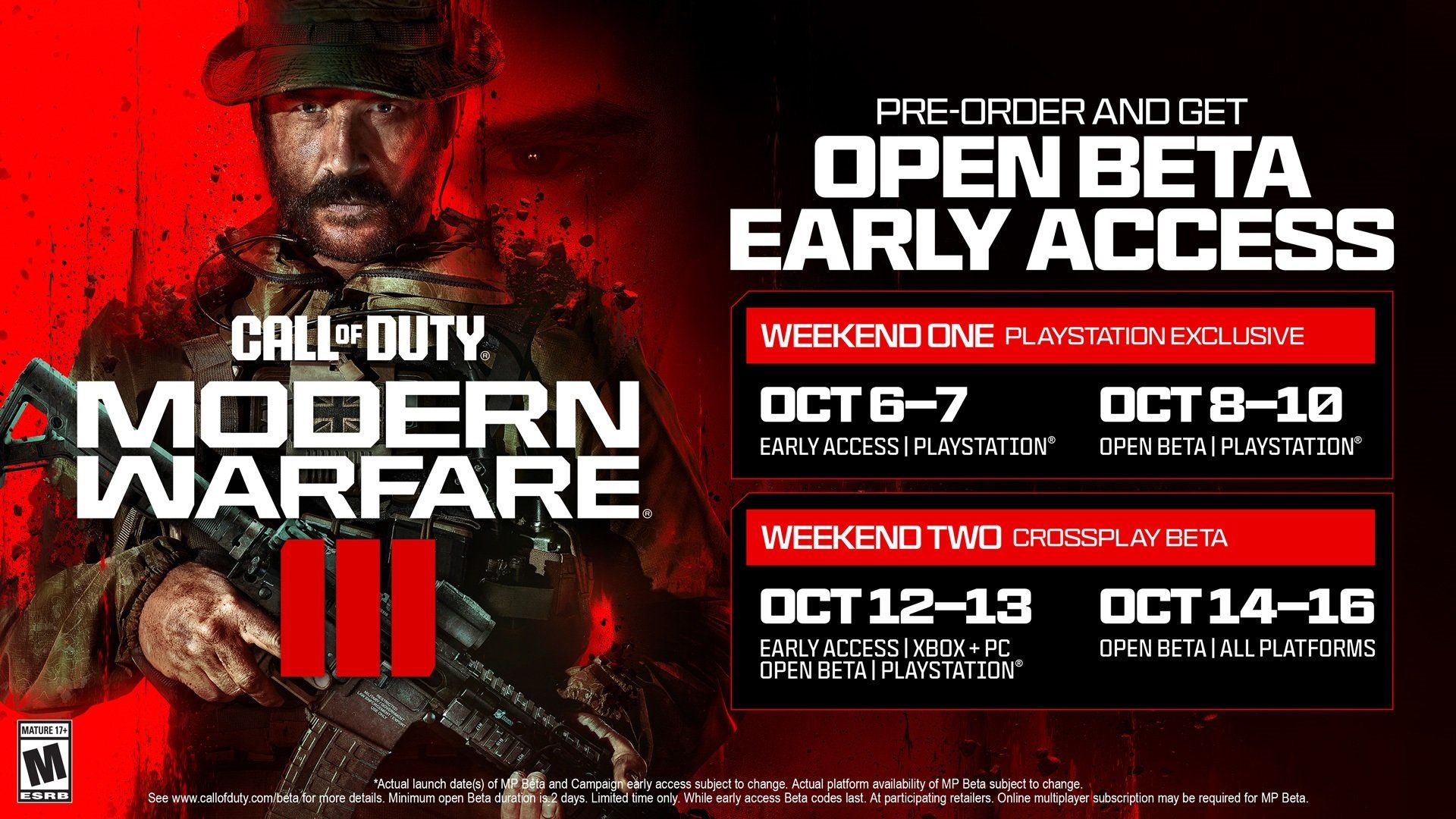 Beta CoD: MW III - terminy