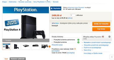 „Sony sprzedaje PS4 na Allegro o 600 złotych drożej niż w swoim oficjalnym sklepie”. Czy aby na pewno?