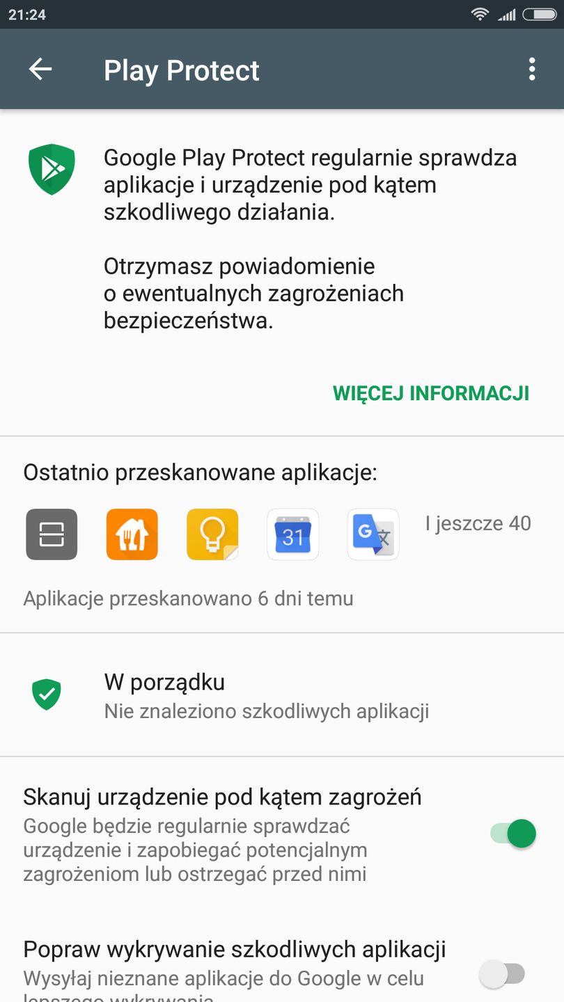 ...z dostępnym Google Play Protect.