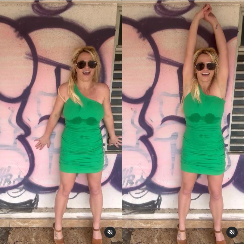 Spocona Britney Spears wygina się na tle graffiti