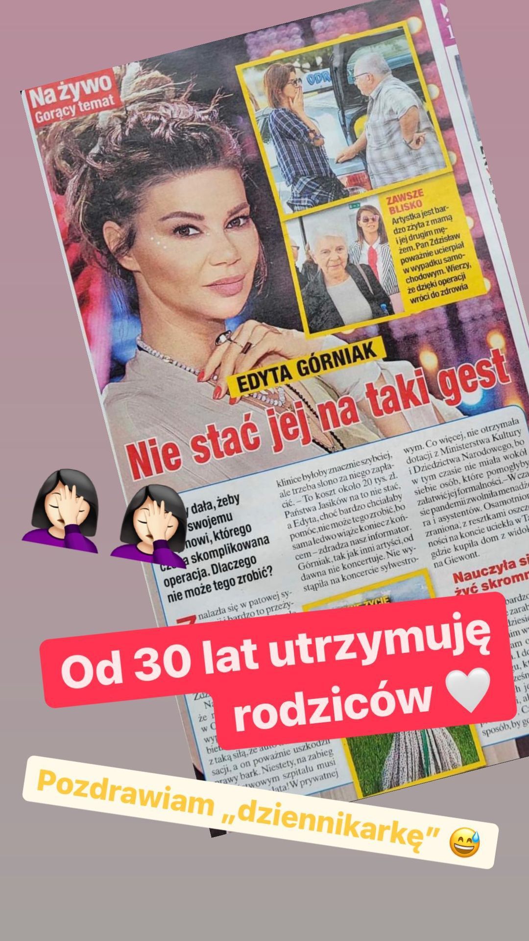 Edyta Górniak odpowiada na artykuł "Na żywo"