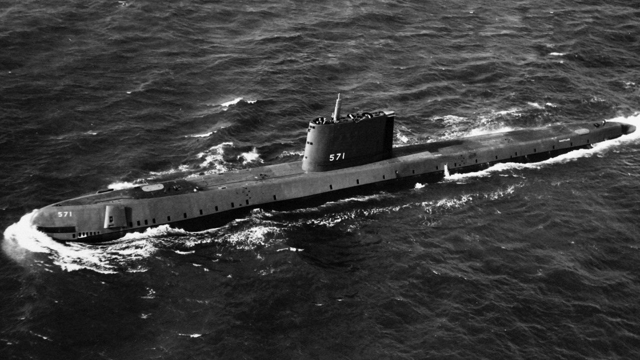 Nautilus podczas prób morskich, 1957 rok.