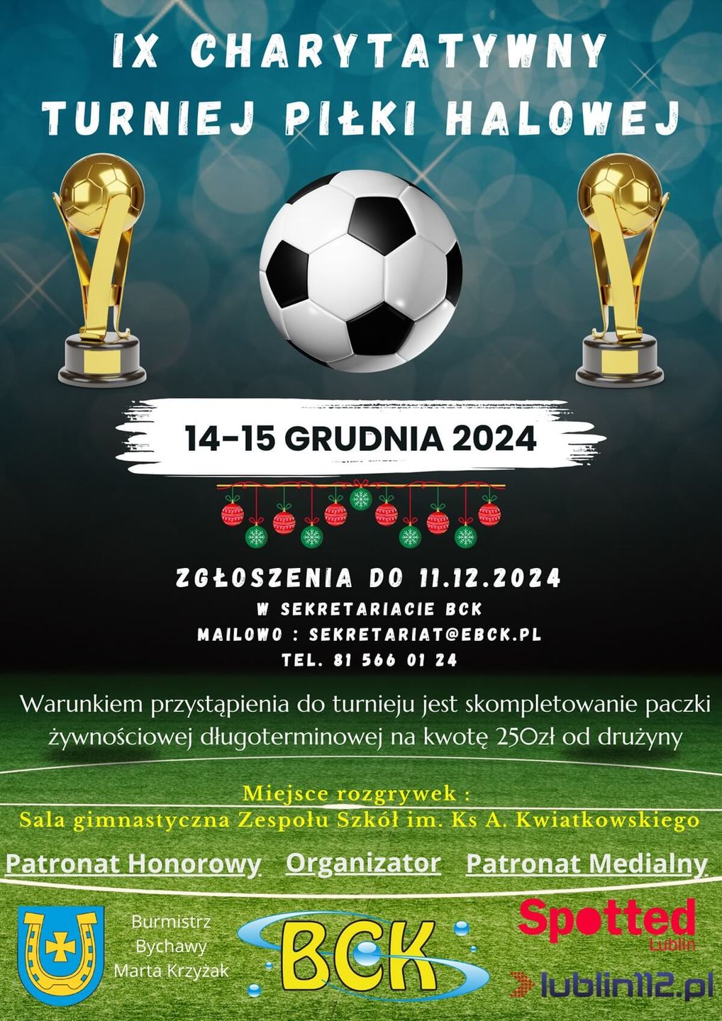 IX Charytatywny Turniej Piłki Halowej w Bychawie - PLAKAT